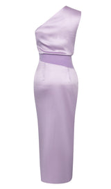 ONE SHOULDER SATIN MIDI DRESS IN LILAC DRESS styleofcb 