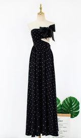 POLKA DOT BANDEAU DRESS IN BLACK styleofcb 