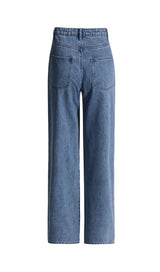 RHINESTONE PATCHWORK DENIM PANTS