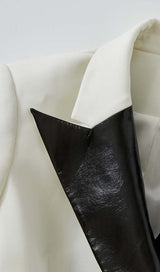 DIAMOND BUTTON LEATHER PATCHWORK BLAZER styleofcb 