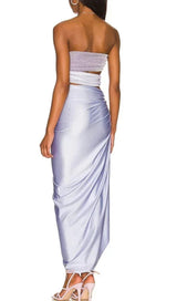 PEARL STRAP CUTOUT SHINY TEXTURE ONE PIECE SWIMSUIT AND SKIRT styleofcb 