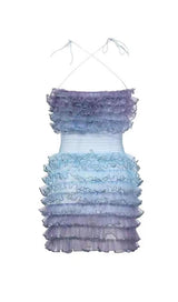 STRAPLESS LACE LAYERED MINI DRESS Dresses styleofcb XS BLUE 