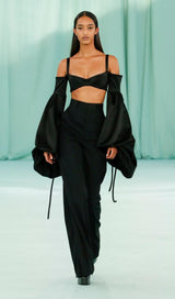 BUBBLE SLEEVE TWO PIECE SUIT IN BLACK Suits styleofcb 