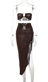 STRAPLESS TOP MAXI DRESS TWO PIECE SUIT Clothing styleofcb XS AUBURN 