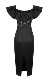 OFF SHOULDER LACE MIDI DRESS DRESSES styleofcb 