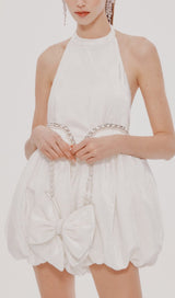 VELVET HALTERNECK MINI DRESS IN WHITE Dressers styleofcb 