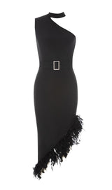 HALTER ONE SHOULDER MIDI DRESS IN BLACK Dresses styleofcb 