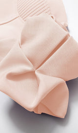 STRAPLESS DRAPED SLEEVE SLITS BANDAGE DRESS IN BEIGE Dresses styleofcb 