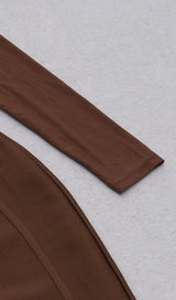 BROWN MESH STITCHED SEXY SKINNY MIDI DRESS Dresses styleofcb 