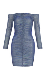 SKY BLUE OFF SHOULDER MINI DRESS styleofcb 