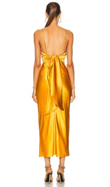SATIN SLEEVELESS SLIP MAXI DRESS IN HONEYCOMB styleofcb 