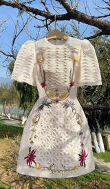 A-LINE SMOCKED MINI DRESSES IN WHITE DRESS STYLE OF CB 