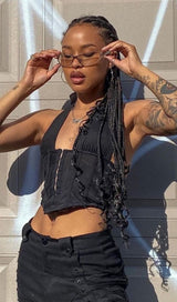 A small vest with a halter hook.