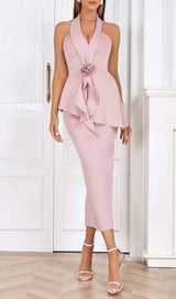 APPLIQUÉD BANDAGE MIDII DRESS IN PALE PINK DRESS STYLE OF CB 