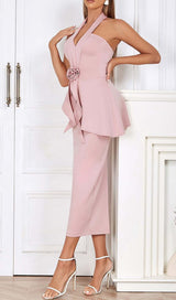 APPLIQUÉD BANDAGE MIDII DRESS IN PALE PINK DRESS STYLE OF CB 