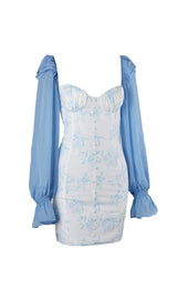 APRICOT FLARED SLEEVE PRINT MINI DRESS Dresses styleofcb 