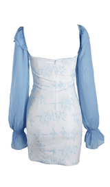 APRICOT FLARED SLEEVE PRINT MINI DRESS Dresses styleofcb 