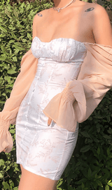 APRICOT FLARED SLEEVE PRINT MINI DRESS Dresses styleofcb 