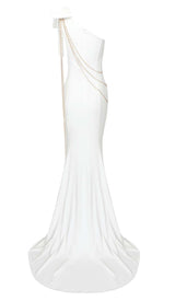 ASYMMETRIC CHAIN MAXI DRESS IN SNOWY DRESS STYLE OF CB 