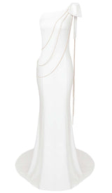 ASYMMETRIC CHAIN MAXI DRESS IN SNOWY DRESS STYLE OF CB 