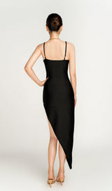 ASYMMETRIC CRYSTAL FLOWER DRESS IN BLACK Dresses styleofcb 