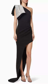 ASYMMETRIC DIAMOND HIGH-LOW DRESS IN BLACK DRESS STYLE OF CB 