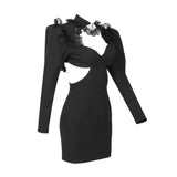 LACE HOLLOW OUT MINI DRESS IN BLACK DRESS styleofcb 