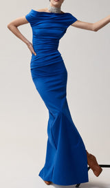 SPLIT SATIN CORSET DRESS IN BLUE DRESS styleofcb 