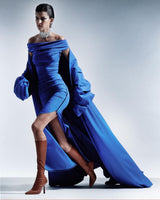 SPLIT SATIN CORSET DRESS IN BLUE DRESS styleofcb 