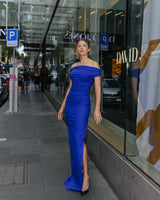 SPLIT SATIN CORSET DRESS IN BLUE DRESS styleofcb 