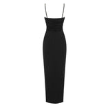 THIGH SLIT HALTER MAXI DRESS IN BLACK DRESS styleofcb 