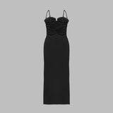 THIGH SLIT HALTER MAXI DRESS IN BLACK DRESS styleofcb 