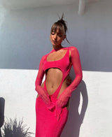 CUT OUT HIP WRAP MIDI DRESS IN PINK DRESS styleofcb 