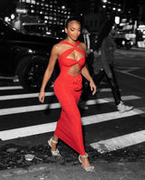 OFF SHOULDER CUT OUT MAXI DRESS IN RED DRESS styleofcb 