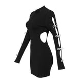 BACKLESS HIP WRAP MINI DRESS IN BLACK DRESS styleofcb 