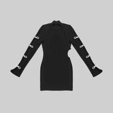 BACKLESS HIP WRAP MINI DRESS IN BLACK DRESS styleofcb 