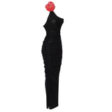 PERSPECTIVE WAIST-TIGHTENING MAXI DRESS IN BLACK DRESS styleofcb 