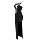 IRREGULAR BANDAGE MIDI DRESS IN BLACK DRESS styleofcb 