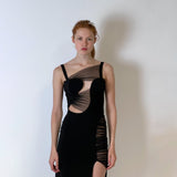 IRREGULAR BANDAGE MIDI DRESS IN BLACK DRESS styleofcb 