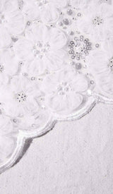 BEADED SEQUIN BANDEAU MINI DRESS IN WHITE styleofcb 