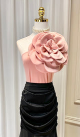 EXAGGERATED 3D FLOWER BODYSUIT IN PINK styleofcb 