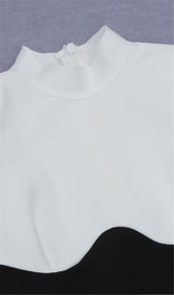 BLACK AND WHITE STITCHING BANDAGE DRESS