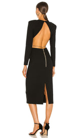 BLACK BACKLESS CHAIN MIDI DRESS styleofcb 