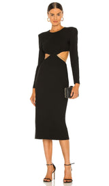 BLACK BACKLESS CHAIN MIDI DRESS styleofcb 