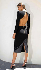 BLACK BACKLESS CHAIN MIDI DRESS styleofcb 