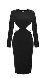 BLACK BACKLESS CHAIN MIDI DRESS styleofcb 