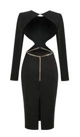 BLACK BACKLESS CHAIN MIDI DRESS styleofcb 