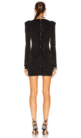BLACK CRYSTAL PLUNGE MINI DRESS Dresses styleofcb 