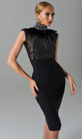BLACK DIAMOND MIDI BANDAGE DRESS styleofcb 