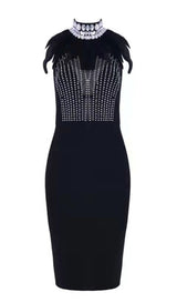 BLACK DIAMOND MIDI BANDAGE DRESS styleofcb XS 